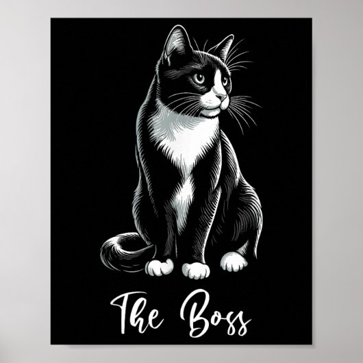 De Baas Tuxedo Kat Liefhebber Kitten Tuxedo Kat Ei Poster (Voorkant)