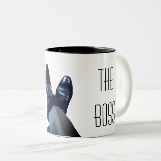 De baas tweekleurige koffiemok (Voorkant rechts)