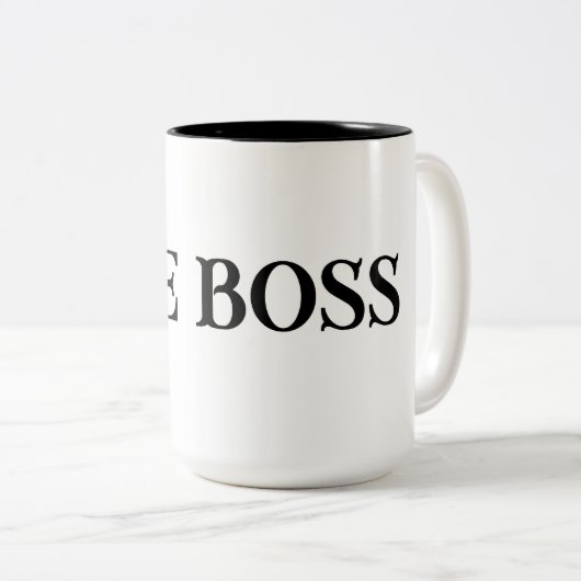 De baas tweekleurige koffiemok (Voorkant rechts)