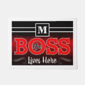 De baas woont hier - Monogram (bewerkbaar) Deurmat (Voorkant)
