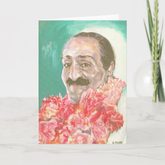 De Baba van Meher met bloemen Kaart (Voorkant)