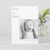 de baby bekendmaking van een babyblauwe foto van e aankondiging (Staand voorkant)