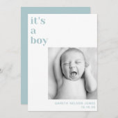 de baby bekendmaking van een babyblauwe foto van e aankondiging (Voorkant / Achterkant)