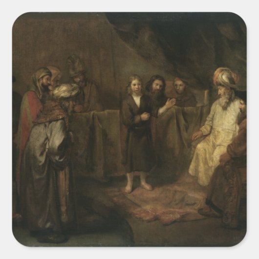 De Baby Christus in de tempel Vierkante Sticker (Voorkant)