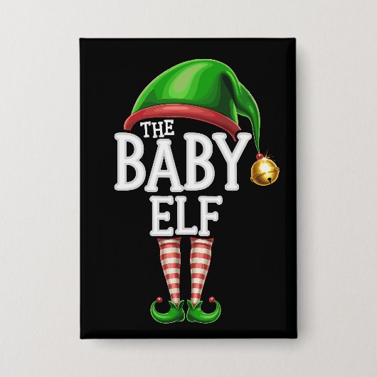 De Baby Elf Groep Matching Familie Kerstmis Button (Voorkant)