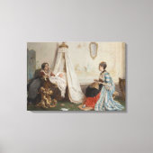De Baby is Slapen (door Gerolamo Induno) Canvas Afdruk (Voorkant)