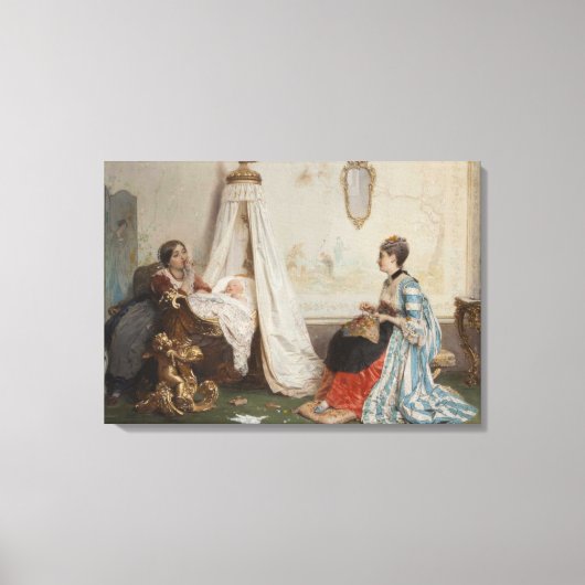 De Baby is Slapen (door Gerolamo Induno) Canvas Afdruk (Voorkant)