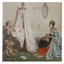 De Baby is Slapen (door Gerolamo Induno) Tegeltje