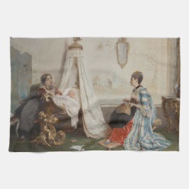 De Baby is Slapen (door Gerolamo Induno) Theedoek