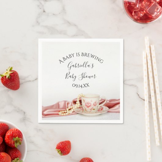 De Baby van de roze Floral Tea Cup is een broedmac Servet (Insitu)