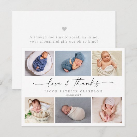 De baby van het manuscript dank u kaart, liefde en briefkaart (Voorkant / Achterkant)