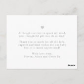 De baby van het manuscript dank u kaart, liefde en briefkaart (Achterkant)