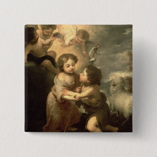 De baby's Christus en John de Baptist Vierkante Button 5,1 Cm (Voorkant)