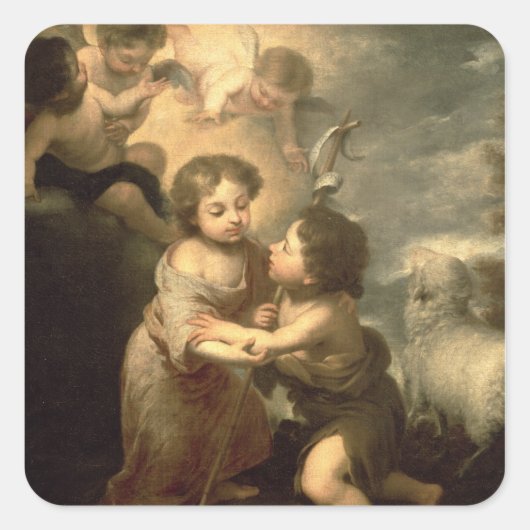 De baby's Christus en John de Baptist Vierkante Sticker (Voorkant)