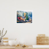 "de babysitter".. Slaande Baby Zeemeermin Poster (Keuken)