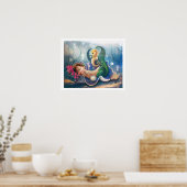 "de babysitter".. Slaande zeemeermin Poster (Keuken)