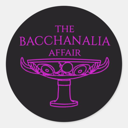 De Bacchanalia Affaire ronde stickers (Voorkant)
