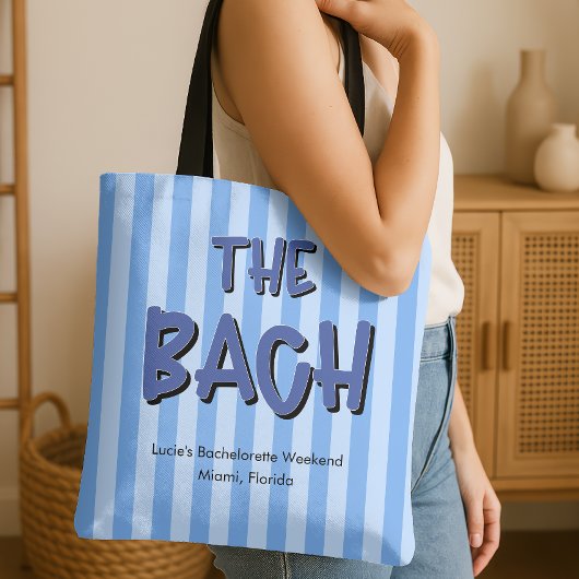 De Bach Blue Stripes Bachelorette Party Tote Bag