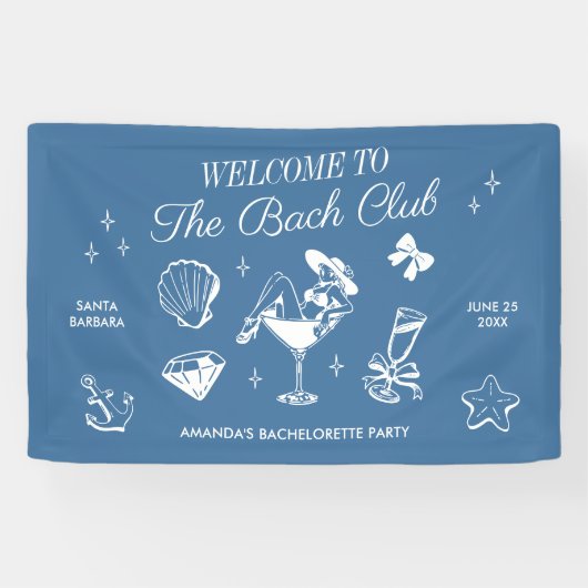 De Bach Club Beach bruiloft vrijgezellenfeest Spandoek (Horizontaal)