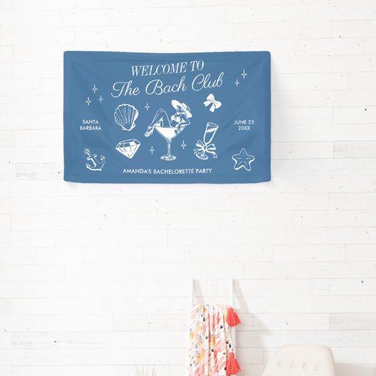 De Bach Club Beach bruiloft vrijgezellenfeest Spandoek (Insitu)