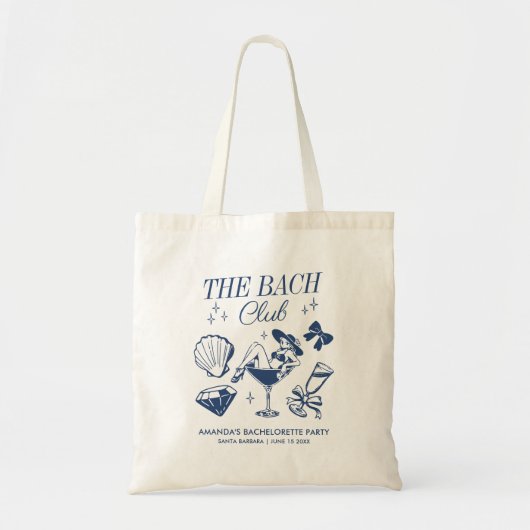 De Bach Club Beach bruiloft vrijgezellenfeest Tote Bag (Voorkant)