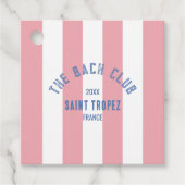 De Bach Club Blauw Crest Roze Cabana Streep Bedankjes Labels (Voorkant)