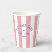 De Bach Club Blauw Crest Roze Cabana Streep Papieren Bekers (Achterkant)