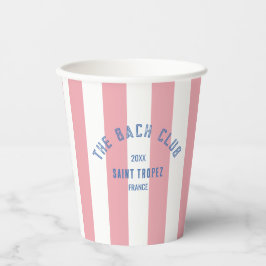 De Bach Club Blauw Crest Roze Cabana Streep Papieren Bekers