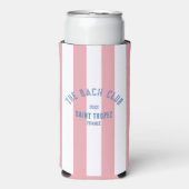 De Bach Club Blauw Crest Roze Cabana Streep Seltzer Blikjeskoeler (Seltzer Voorkant)
