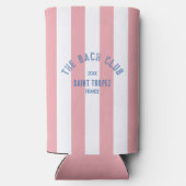 De Bach Club Blauw Crest Roze Cabana Streep Seltzer Blikjeskoeler (Achterkant)