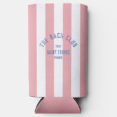 De Bach Club Blauw Crest Roze Cabana Streep Seltzer Blikjeskoeler (Voorkant)