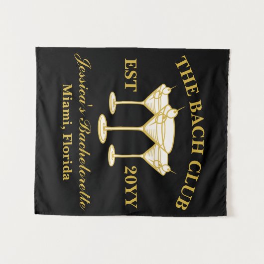 De Bach Club Luxe Bachelorette Trip Photo Booth Wandkleed (Voorkant (horizontaal))