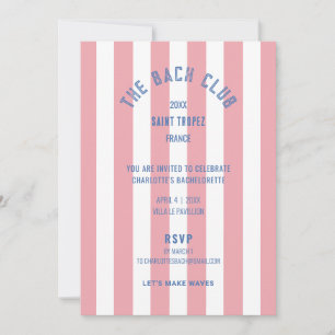 De Bach Club Pink Stripe Bachelorette Party Kaart