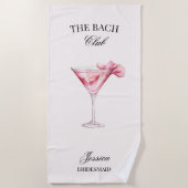 De Bach Club Roze Cocktail Bachelorette Strandlaken (Voorkant)