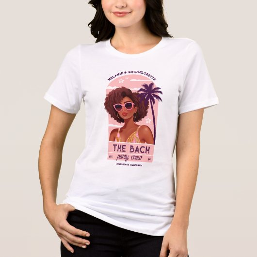 De Bach Party Crew Retro Vrouw Afscheidspartij Vri Tri-Blend Shirt (Voorkant)