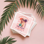 De Bach Party Crew Retro Vrouw Bachelorette Party Servet<br><div class="desc">Maak je vrijgezellenfeest onvergetelijk met onze leuke, moderne retro vrijgezellenservetten. Perfect extra voor uw vrijgezellenfeest. Met een met de hand getekende mooie retro vrouw met een roze bril lang golvend blond haar en een zonnetje tegen een blush roze pet met wolken en een palmboom, is dit ontwerp zowel charmant als...</div>