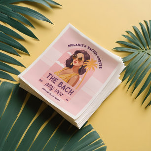 De Bach Party Crew Retro Vrouw Bachelorette Party Servet