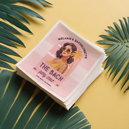 De Bach Party Crew Retro Vrouw Bachelorette Party Servet