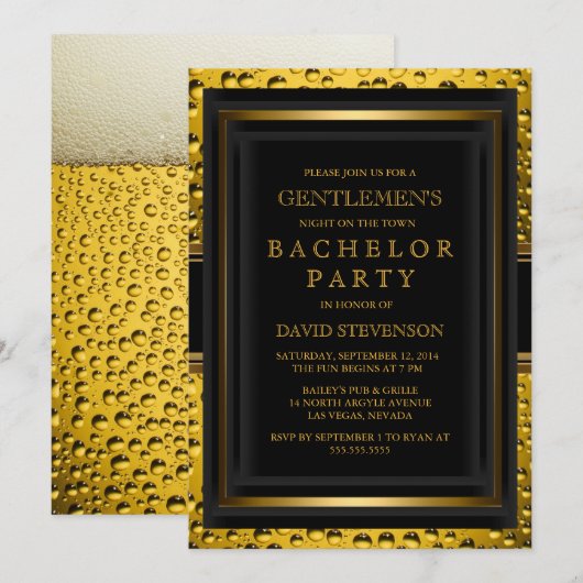 De Bachelor Party van Beer Gentlemen nodigt uit Kaart (Voorkant / Achterkant)