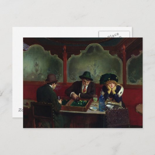 De backgammaspelers briefkaart (Voorkant / Achterkant)