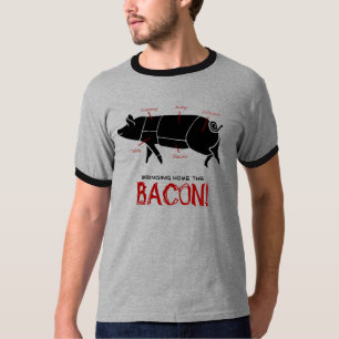 De BACON naar huis brengen!  Funny Pig Butcher Cha T-shirt