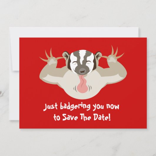 De badger slaat de datum op save the date (Voorkant)