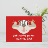 De badger slaat de datum op save the date (Staand voorkant)