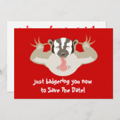 De badger slaat de datum op save the date (Voorkant / Achterkant)