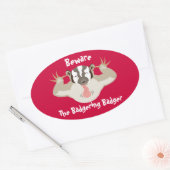 De Badgering Badger_Pas op ovaal Ovale Sticker (Envelop)