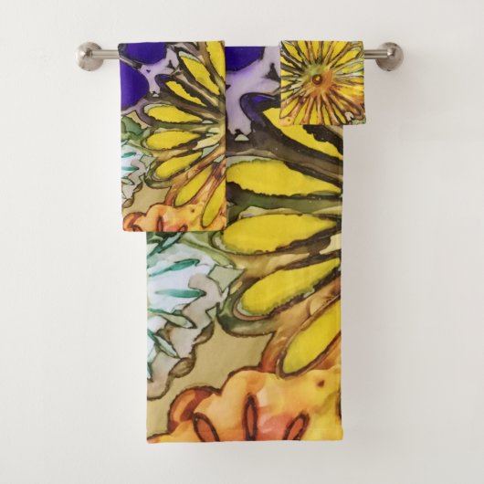 De badhanddoekreeks van flower power bad handdoek (Insitu)