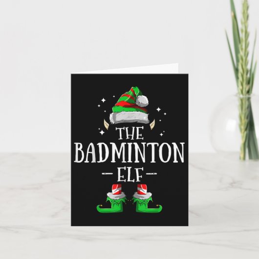 De Badminton Elf Matching Familie Groep Kerstmis Kaart (Voorkant)