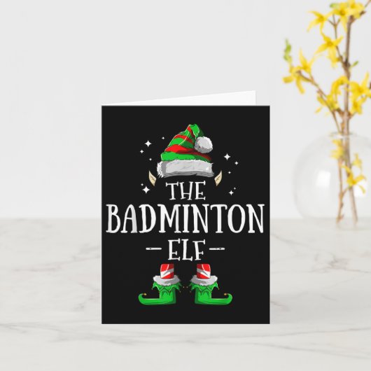 De Badminton Elf Matching Familie Groep Kerstmis Kaart (Gele Bloem)