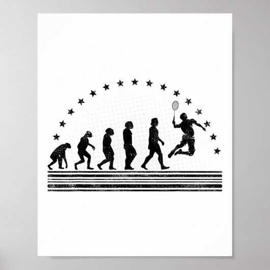 De Badminton Evolutions Retro Shuttle Mannen Poster (Voorkant)