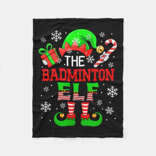 De Badminton Kerst Elf Matching Speler Fan Fa Fleece Deken (Voorkant)